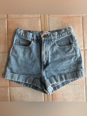 American Apparel light blue denim high waisted shorts